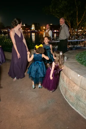 A candid photo of 4 people